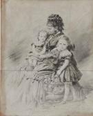 MEAULLE FORTUNE-LOUIS Portrait D'alice Hugo, Née Lehaene, Et Ses Enfants Georges Et Jeanne MEAULLE FORTUNE-LOUIS Portrait D'alice Hugo, Née Lehaene, Et Ses Enfants Georges Et Jeanne