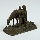 MEINHARDT Herbert A Bronze Patinated Metal Statuette In The Shape Of A Kozak At His Horse MEINHARDT Herbert A Bronze Patinated Metal Statuette In The Shape Of A Kozak At His Horse