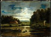 MEISNER L Teichlandschaft Mit Fischern Bei Nacht MEISNER L Teichlandschaft Mit Fischern Bei Nacht