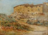 MEISSONNIER Joseph François X. View Of Stone Buildings On A Rocky Hillside MEISSONNIER Joseph François X. View Of Stone Buildings On A Rocky Hillside