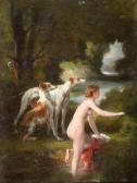MELIN Joseph Urbain French Diana The Huntress With Her Hounds Bathing In A Pool MELIN Joseph Urbain French Diana The Huntress With Her Hounds Bathing In A Pool