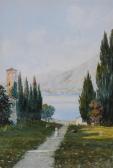 MENEGAZZI Carlo Italian Lake Scene MENEGAZZI Carlo Italian Lake Scene
