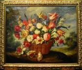 MENENDEZ Floral Still Life In A Landscape MENENDEZ Floral Still Life In A Landscape