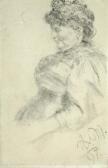 MENZEL von Adolph Halbfigur Einer Dame Im Profil Nach Links MENZEL von Adolph Halbfigur Einer Dame Im Profil Nach Links