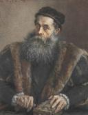 MENZEL von Adolph Soll Ich Offnen?: An Elderly Man In 16th-century Costume Holding A Jewel Casket MENZEL von Adolph Soll Ich Offnen?: An Elderly Man In 16th-century Costume Holding A Jewel Casket