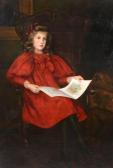 MERRICK Emily M. 'in Wonderland', A Portrait Of Margery Merrick Seated In A Red Dress Reading A Book MERRICK Emily M. 'in Wonderland', A Portrait Of Margery Merrick Seated In A Red Dress Reading A Book