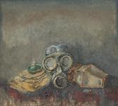 MESHBERG Lev Still Life With Gas Mask, Street Lamp, Book And Candle MESHBERG Lev Still Life With Gas Mask, Street Lamp, Book And Candle