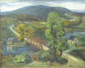 MESS Evelynne Charlene Landscape With Bridge And Homes MESS Evelynne Charlene Landscape With Bridge And Homes