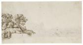 Metius D. Farm Buildings By Trees Metius D. Farm Buildings By Trees