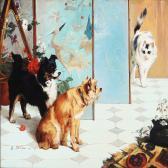 METSU G. Two Dogs And A Cat Look At Each Other METSU G. Two Dogs And A Cat Look At Each Other