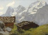 METTON Edouard Louis Aug. Sommerliche Gebirgspartie Im Berner Oberland Mit Chalets METTON Edouard Louis Aug. Sommerliche Gebirgspartie Im Berner Oberland Mit Chalets
