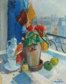 MEYER ANDERSEN Johannes Still Life With Flowers And Fruits On A Table At A Window MEYER ANDERSEN Johannes Still Life With Flowers And Fruits On A Table At A Window