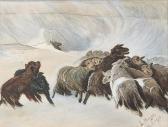 MEYER E. Troupeau De Moutons En Hiver MEYER E. Troupeau De Moutons En Hiver