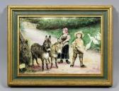 MICHAEL John Two Children With Donkeys MICHAEL John Two Children With Donkeys
