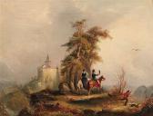 MICHAEL SCHIRMER Karl Falconry Scene In A Romantic Landscape MICHAEL SCHIRMER Karl Falconry Scene In A Romantic Landscape