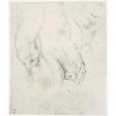 MICHELANGELO Lodovico Buonarroti Simoni Study Of A Left Thigh And Knee, With A Separate Study Of A Right Knee Seen In Profile, And A Right Foot MICHELANGELO Lodovico Buonarroti Simoni Study Of A Left Thigh And Knee, With A Separate Study Of A Right Knee Seen In Profile, And A Right Foot