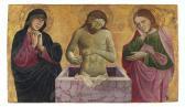 MICHELE DI MATTEO DA BOLOGNA Christ As The Man Of Sorrows, Flanked By The Madonna And Saint John The Evangelist MICHELE DI MATTEO DA BOLOGNA Christ As The Man Of Sorrows, Flanked By The Madonna And Saint John The Evangelist