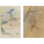 MICHELENA Arturo A Pair Of Drawings: Calle Los Teques And Mono MICHELENA Arturo A Pair Of Drawings: Calle Los Teques And Mono