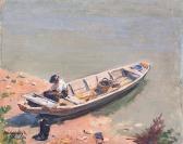MIHALOVITZ Miklos Portraying A Fisherman In His Boat At The Shore MIHALOVITZ Miklos Portraying A Fisherman In His Boat At The Shore