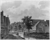 MILATZ Franciscus Andreas A View Of The Voldersgracht In Haarlem, With A Man Crossing Abridge MILATZ Franciscus Andreas A View Of The Voldersgracht In Haarlem, With A Man Crossing Abridge