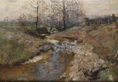 MILLER-DIFLO Otto Landschaft Mit Bachlauf Im Vorfrühling MILLER-DIFLO Otto Landschaft Mit Bachlauf Im Vorfrühling