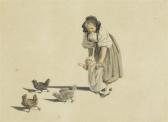 MIND Gottfried Young Mother Withsmall Child And Three Chickens MIND Gottfried Young Mother Withsmall Child And Three Chickens