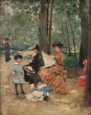 MIRALLES Y GALUP Francisco Portrait Of An Elegant Lady Reading In A Park MIRALLES Y GALUP Francisco Portrait Of An Elegant Lady Reading In A Park