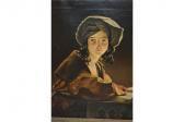 MIRECKI Kazimierz Half Length Portrait Of A Girl Reading From A Book MIRECKI Kazimierz Half Length Portrait Of A Girl Reading From A Book
