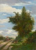 MIRECOURT Adolphe Sommerlicher Feldweg Mit Erntender Bäuerin MIRECOURT Adolphe Sommerlicher Feldweg Mit Erntender Bäuerin