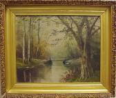 mitchell c.t. Landscape, Bridge Over Stream With Birches mitchell c.t. Landscape, Bridge Over Stream With Birches