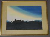 MITSUHIRO Unno Figure In Rice Fields With Distant Dwellings MITSUHIRO Unno Figure In Rice Fields With Distant Dwellings