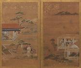 MITSUOKI Tosa Court Scenes In Garden Landscape With Mountain MITSUOKI Tosa Court Scenes In Garden Landscape With Mountain