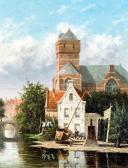 MITTERTREINER Johannes Jacobus Hollands Stadsgezicht Met Scheepswerfje MITTERTREINER Johannes Jacobus Hollands Stadsgezicht Met Scheepswerfje