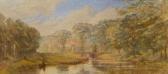 MOBERLY ARTHUR River Landscape With Figures On A Bridge MOBERLY ARTHUR River Landscape With Figures On A Bridge