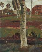 MODERSOHN-BECKER Paula „birkenstamm Am Moorgraben Vor Landschaft Mit Haus“ MODERSOHN-BECKER Paula „birkenstamm Am Moorgraben Vor Landschaft Mit Haus“