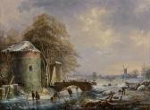 MOERMAN Albert Edouard Patineurs Sur Une Rivière Gelée MOERMAN Albert Edouard Patineurs Sur Une Rivière Gelée