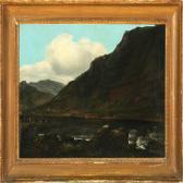 MOHR Johann Georg Paul Norwegian Fiord Scene, Along The Coast Travellers On Horses MOHR Johann Georg Paul Norwegian Fiord Scene, Along The Coast Travellers On Horses