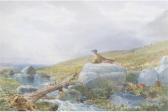 MOLE John Henry Landscape Scene With Young Boy Fishing In A Stream MOLE John Henry Landscape Scene With Young Boy Fishing In A Stream