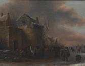 MOLENAER Klaes Nicolaes Frozen River With Skaters MOLENAER Klaes Nicolaes Frozen River With Skaters