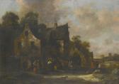 MOLENAER Klaes Nicolaes Mounted Travellers And Other Figures Gathered Outside An Inn MOLENAER Klaes Nicolaes Mounted Travellers And Other Figures Gathered Outside An Inn