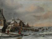 MOLENAER Jan Miense Holländische Winterlandschaft Mit Eingefrorenem Stadtbild Und Reicher Figurenstaffage Beim Eislauf MOLENAER Jan Miense Holländische Winterlandschaft Mit Eingefrorenem Stadtbild Und Reicher Figurenstaffage Beim Eislauf