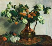 MOLL Evert Veelkleurige Bloemen In Een Roodkoperen Vaas MOLL Evert Veelkleurige Bloemen In Een Roodkoperen Vaas