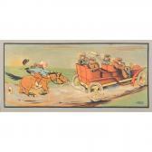 MOLYNK A Three Horse And Car Motoring Scenes MOLYNK A Three Horse And Car Motoring Scenes