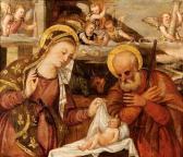 MOMBELLO Luca Natività Con Angeli Recanti I Simboli Della Passione Di Cristo MOMBELLO Luca Natività Con Angeli Recanti I Simboli Della Passione Di Cristo