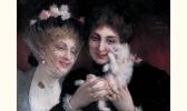 MONCHABLON Alphonse Xavier Jeunes Femmes Au Chaton MONCHABLON Alphonse Xavier Jeunes Femmes Au Chaton