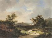 MONGERS Cornelis Marinus W. A Hilly River Landscape With A Shepherd On A Sandy Track MONGERS Cornelis Marinus W. A Hilly River Landscape With A Shepherd On A Sandy Track