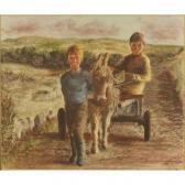MONGOMERY Pat Two Boys Playing In A Cart MONGOMERY Pat Two Boys Playing In A Cart