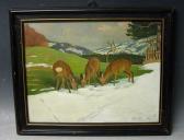 monogramiert - a.g. Rehe Im Winter monogramiert - a.g. Rehe Im Winter