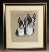 monogrammist c.h. Two French Bulldogs monogrammist c.h. Two French Bulldogs