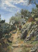 MONSTED Peder Mork At Noon On A Cactus Plantation In Capri MONSTED Peder Mork At Noon On A Cactus Plantation In Capri